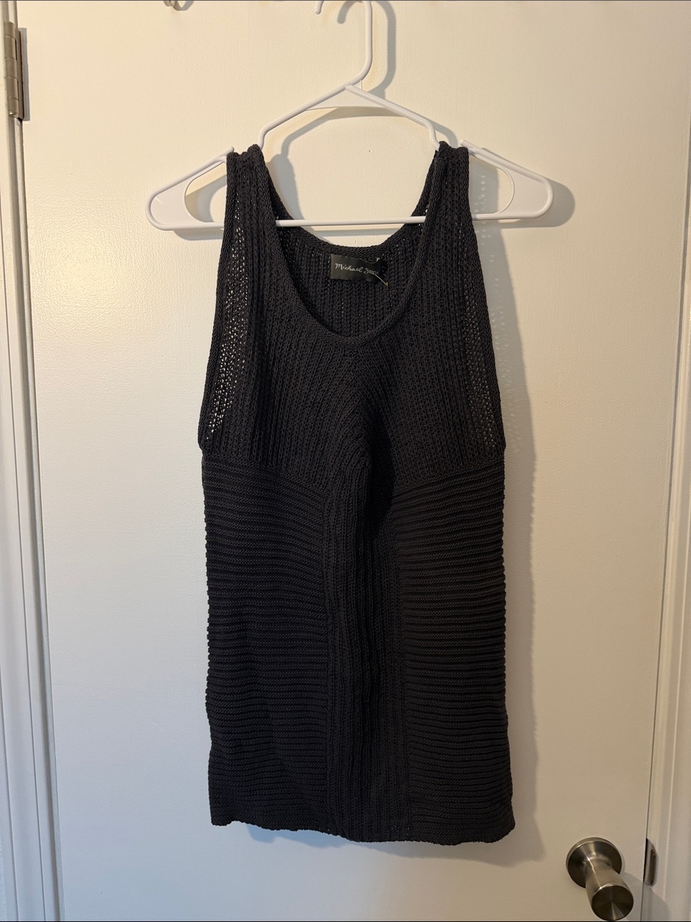 Michael Stars Black Ribbed Knit Scoop Tank
